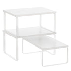 SONGMICS Cabinet Organizer Shelf, Set of 3 Kitchen Counter Shelves, Kitchen Storage, Spice Rack, Stackable, Expandable, Snow White and Matte White UKCS220W01 - color: Snow White + Matte White