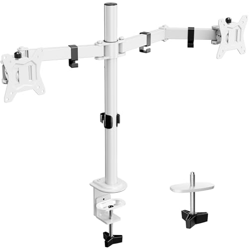 ErGear Fully Adjustable Dual Monitor Mount for 2 Screens up to 32 Inches, Holds up to 17.6 lbs Each Arm, Desk Stand, White - color: White, size: 13" - 32"