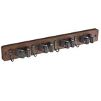 Mop and Broom Holder Wall Mount, Rustic Wood Broom Hanger with 4 Slots and Hooks for Home Décor, Kitchen and Closet, Broom and Mop Organizer Wall Hanging for Garage storage & organization