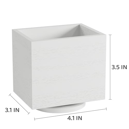 360° Rotating Remote Control Holder, Wooden TV Remote Holder for Table, Desk Organizer Caddy Media Storage Box Ideal for Living Room, Bedroom, Office Desk (White) - color: White-1 Slot