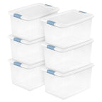Sterilite 6-Pack Latching Box, Under Bed Storage Bins with Lids, Clear Plastic, 64 Quart - Heavy-Duty Organizing Containers for Closet, Bathroom, and Office - size: 64 Quart, style: 6 Pack