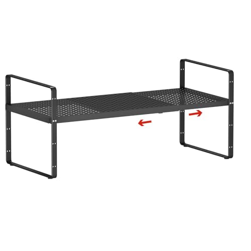 Expandable Cabinet Countertop Shelves 16.5-27’’L, Adjustable Metal Spice Rack Organizer, Stackable Kitchen Counter Storage Shelves Organizers for Cabinet Organization, Black - size: 1Pack-Special-10.2''Wx(16.5-27'')Lx9.6''H-Black
