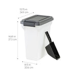 IRIS USA Dog Food Storage Container, Airtight Lid, 2-Cup Scoop, Up to 13 Pounds Pet Food Storage, Versatile Pet Food Bin, Treats, BPA Free, Dark Gray - color: Dark Gray/Clear