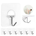 JINSHUNFA Adhesive Wall Hooks 13LB Heavy Duty No Drill Transparent Waterproof Hooks for Bathroom Kitchen Towel Coat 8 Pack - size: 8 Medium hooks