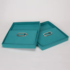 Household Essentials Fabric Storage Boxes with Lids and Handles, Aqua - color: Aqua, size: 2 Count