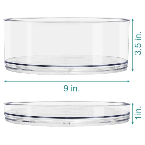 Sorbus 9 Inch Clear Lazy Susan Organizer Set, 2 Flat Turntable Organizer for Spice Organization for Cabinet, 1 Tall Lazy Susan for Kitchen, Home, Office, Closet, Classroom, Laundry Room Organization - size: Tall + 2 Flat