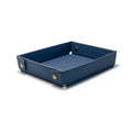 LLmoway PU Leather Valet Tray Nightstand Desk Organizer for Men Women Home Office Phone Watch Jewelry Glasses Keys Coins Storage - color: Dark Blue