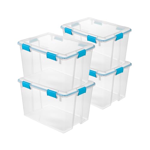 Sterilite 4-Pack Gasket Box, Weather-Resistant Storage Bins with Latching Lids, 80 Quart - Heavy-Duty Organizing Containers for Closet, Bathroom, and Office - size: 80 Quart, style: 4 Pack