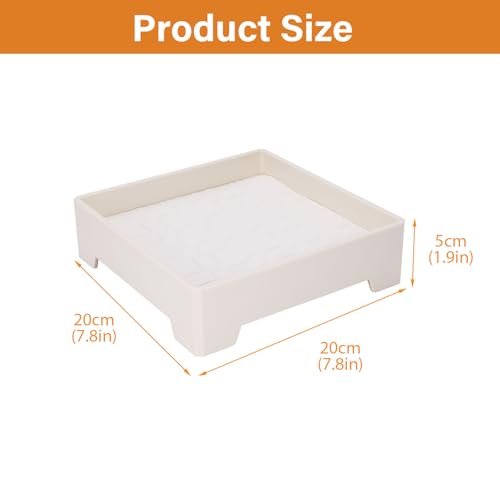 Square Vanity Tray with Cushion, 8" x 8" Desktop Organizer, Valet Tray for Jewelry, Perfume, Keys, Eyewear, Nightstand Catchall Tray for Dresser, Entryway, Living Room, Beige