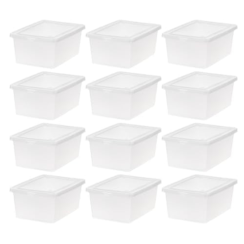 IRIS USA 12-Pack Storage Bins with Lids, 15 Quart, Shoe Boxes Clear Stackable Containers Organize Shoes Closet Shelves, Organization Teacher Tools, Game Storage - BPA-Free Plastic - size: 15 Qt, style: 12 Pack