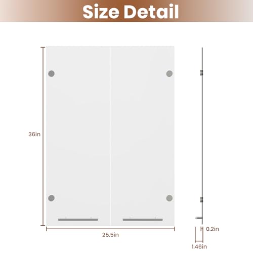 ROOMTEC Modular Closet System Glass Door Pair Set, Clear Frameless Tempered Glass Panels, Add-On for Medium Hanging, Short Tower & Shoe Shelf Units, 35.83" H × 25.5" W - size: Frameless Glass Door – 25.5"W x 35.83"H