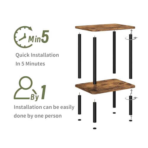 Apicizon 2 Tier End Table, Small Side Table with Solid Wood Legs, Boho Bedside Table with Storage Shelf, Nightstand for Small Spaces, Bedroom, Living Room, Entryway, Farmhouse, Easy Assembly, Brown - color: Brown, size: 1 Set, style: 2 Tier