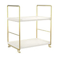2-Tier Kitchen Spice Rack - Freestanding Stackable Bathroom Countertop Storage Shelf - Cosmetic Organizer Holder- Square Standing Rack (Golden) - color: Golden