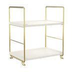 2-Tier Kitchen Spice Rack - Freestanding Stackable Bathroom Countertop Storage Shelf - Cosmetic Organizer Holder- Square Standing Rack (Golden) - color: Golden