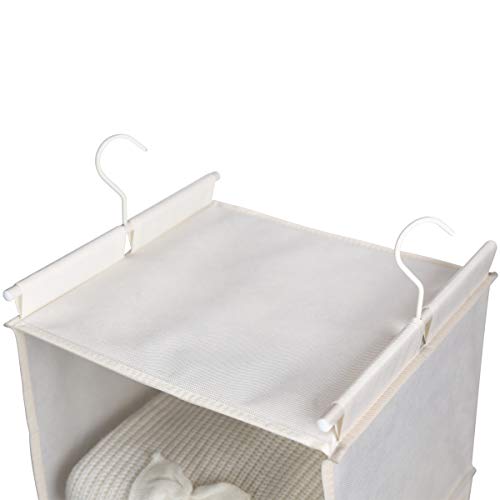 MAX Houser 4-Shelf Hanging Closet Organizer, Space Saver, Cloth Hanging Shelves with 2 Side Pockets, Foldable (Beige) - color: Beige-2