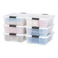 IRIS USA 27 Qt Stackable Plastic Storage Bins with Lids, 6 Pack - BPA-Free, Made in USA - Discreet Organizing Solution, Latches, Durable Nestable Containers, Secure Pull Handle - Pearl - size: 27 Qt, style: 6 Pack