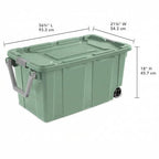 40 Gallon Wheeled Storage Tote with Lid – Heavy Duty Rolling Storage Bin with Ergonomic Handle & Secure Latches – Large Plastic Stackable Container for Garage Basement Workshop (Green) - size: Green