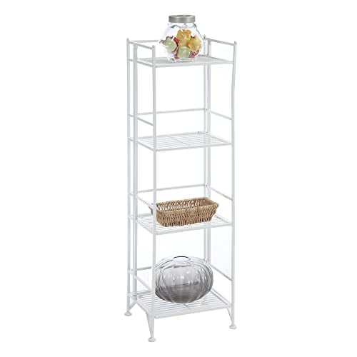 Convenience Concepts Xtra Storage 4 Tier Folding Metal Shelf, White - color: White