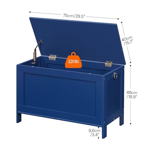 HOOBRO Toy Box, Retro Wooden Look Storage Chest with Safety Hinge, Entryway Storage Bench Supports 220 lb, 29.9 x 15.7 x 18.9 Inches Toy Chest Organizer, Easy Assembly (Blue) BU75CW01G1 - color: Blue, size: 29.9x15.7x18.9 Inch