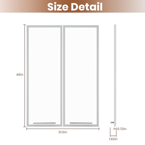 ROOMTEC Modular Closet System Glass Door Pair Set, Shaker-Style Frame Add-On for Double Hanging Units, Tempered Glass Panels, 39.37" H × 31.5" W - size: Framed Glass Door – 31.5"W x 39.37"H
