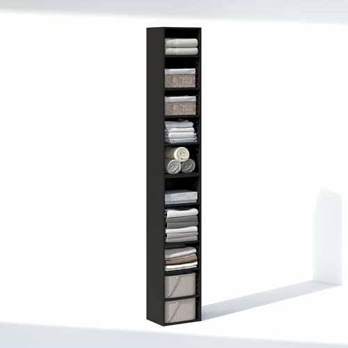 Furinno PASIR 10-Tier Closet Organizers and Storage, Open Shelf, Storage Organizer, 12-Inch Width, for Closet, Bedroom, Blackwood - color: Blackwood, size: 10-Tier; 12"W