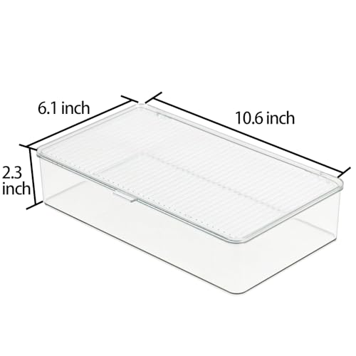 ZEXALOR Clear Plastic Storage Bin with Lid, Organizer for Pantry, Office, Bathroom, Kitchen, Snack, Tea Bag, Coffee Container (Small) - size: Small