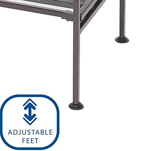 Seville Classics Sturdy Freestanding Storage Shelf for Bedroom, Closet, Entryway, Dorm Room Organizer, Stackable Durable Metal Shoe Rack, Espresso Slat, 2-Tier - color: Espresso Slat, size: 2-Tier