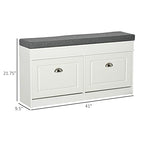 HOMCOM Modern Shoe Rack Bench for Entryway, Storage Organizer with Cushion, 2 Drawers, Adjustable Shelf, Holds 8 Pairs, White - color: White