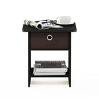 Furinno Dario End Table / Side Table / Night Stand / Bedside Table with Bin Drawer, 2-Pack, Espresso/Brown - color: Espresso/Brown, size: 2-Pack, Upper Bin