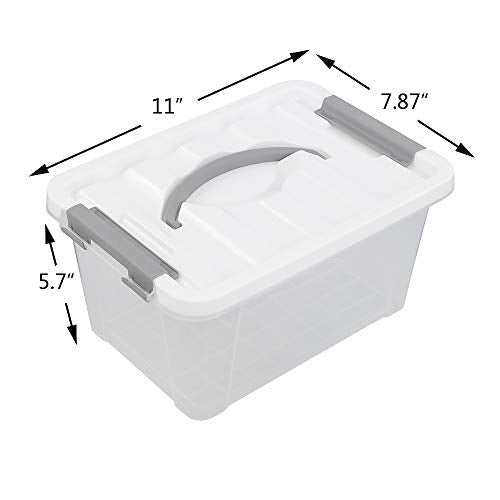 Saedy Clear Plastic Storage Bins/Containers, Multi-purpose Storage Box 6 Quart, Set of 2 - color: Grey