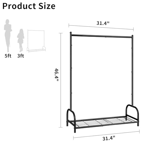 Kids Clothing Rack, Kids Dress Up Storage Rack, Small Clothes Rack with Metal Storage Shelf, Kids Closet Organizers and Storage (Black) - color: Black