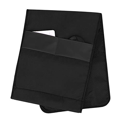 Luxury Leather Sofa Armrest Organizer, Non-slip Couch Sofa Chair Caddy with 5 Pockets for Phone, Book, Magazines, Tablet, Remote Control Holder Recliner Couch Tidy Hanging Storage Bag Arm Chair Tray - color: Black, Luxury Leather