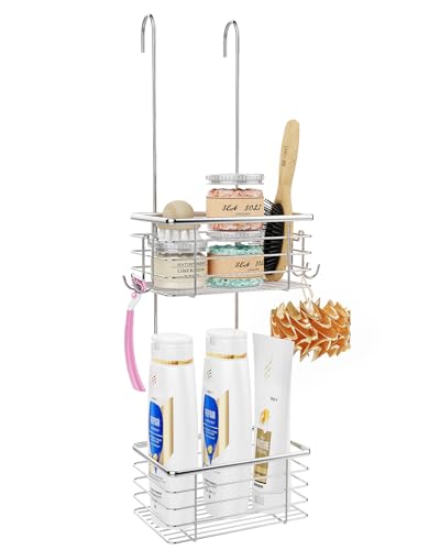 2-Tier shower caddy hanging,shower rack,small hanging bathroom organizer,bathroom door organizer,shower caddy over shower head - size: Narrow double-layer design