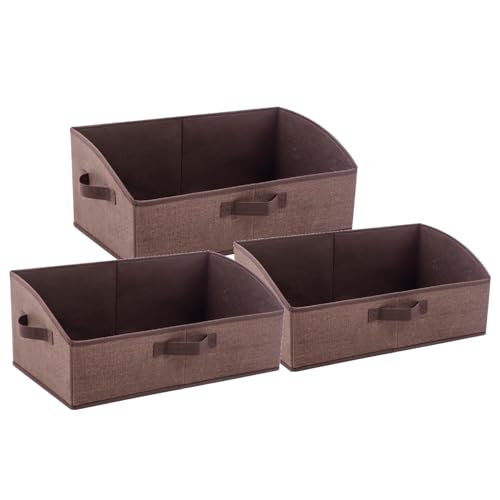 3 Pack Closet Organizers, Foldable Clothes Storage Organizers with Handles, Large Capacity, Sturdy Drawer Storage Boxes for Clothing, Underwear, Books, Shelves, Wardrobe Organizing, Brown - color: Brown