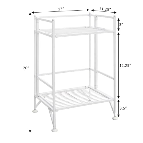 Convenience Concepts Xtra Storage Shelves - 2 Tier Folding Metal Organizer Shelf for Office, Closet, Laundry Room, Garage, Kitchen, Bathroom, & Bedroom, No Tools Assembly, White - color: White