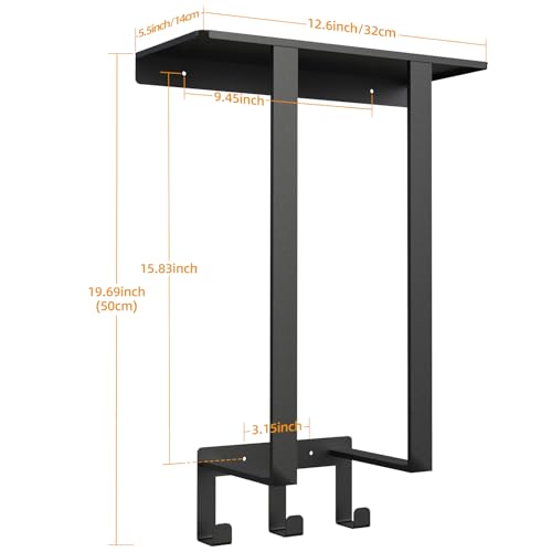 Towel Racks for Bathroom, Towel Rack with Shelf and 3 Hooks, Towel Storage Holders Wall for Rolled Bath Towels, Black - color: Black, size: Square Tube