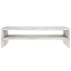 MyGift Shabby Whitewashed Wood Computer Monitor and Laptop Riser Stand for Desk, 2 Tier Office Desktop Storage Shelf