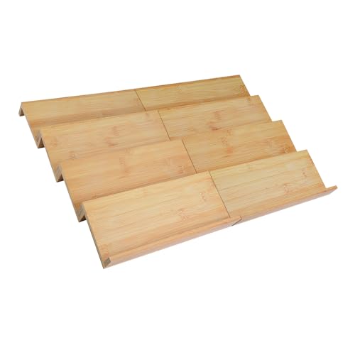 Bamboo Spice Drawer Organizer for Insert Shallow Drawer, 8 Tier Stackable Spice Rack Organizer for Cabinet(4.8" D x 13" W x 1.65" H) Seasoning Storage Organization for Kitchen Pantry Drawer - size: 8 PCS