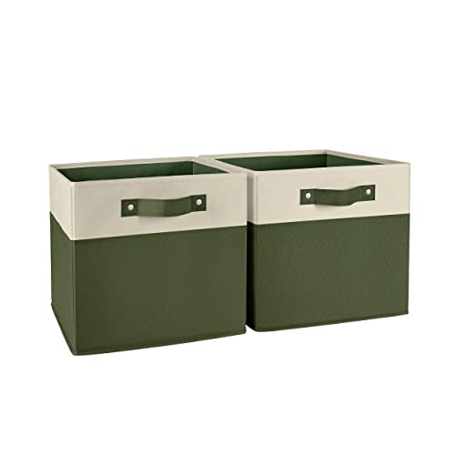RiverRidge Kids storage bins - 10.5 Cube Storage Organizer with Handles – Olive Two-Tone closet organizers and storage for Toys, Shoes & More - Fits RiverRidge Cabinets - color: Olive