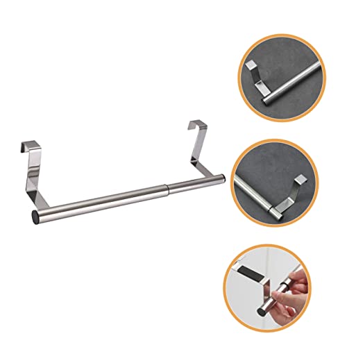 Over The Door Towel Rack Punch-Free Telescopic Stainless Steel Cabinet Door Hanging Bar Kitchen Bathroom Storage Organizer