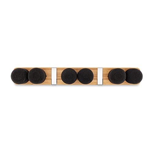 Full Circle Get A Grip, Wall-Mounted Mop and Broom Organizer, Lightweight Bamboo with Foam Pegs, Easy to Install Home Organization, Also Perfect for Garden Tools and Garage, Small - size: Small, 3 pegs