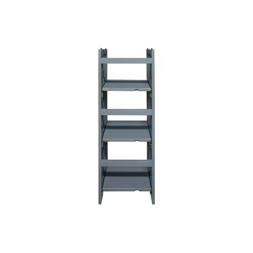 Casual Home 3-Shelf Folding Bookcase, 14" Wide, Slate Gray - color: Slate Gray