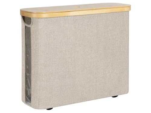 StorageWorks Toilet Paper Storage with Bamboo Lid, Toilet Paper Holder Basket for Up to 9 Mega or 12 Regular Size Rolls, Medium Paper Storage Baskets for Bathroom, Light Khaki, 1 Pack - color: Light Khaki, size: Medium