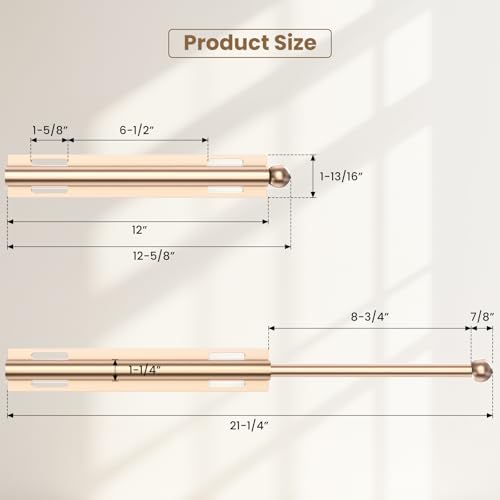 Supforce Valet Rod for Closet Pull Out, Retractable Slide Out Valet Rod Closet Organization, 12" Aluminum Valet Clothing Hanger Rods Perfect for Suits, Freshly Pressed Clothes, Gold - color: Gold, size: 12IN