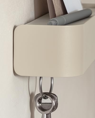 Kazai. Key Holder for Wall 'Tone' | Minimalist Key Hooks Design from Berlin | Modern Key Hanger with Metal Shelf | Key Hook Wall Mounted as Hallway Furniture | Taupe - color: Taupe