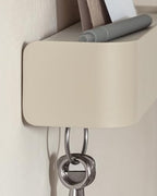 Kazai. Key Holder for Wall 'Tone' | Minimalist Key Hooks Design from Berlin | Modern Key Hanger with Metal Shelf | Key Hook Wall Mounted as Hallway Furniture | Taupe - color: Taupe