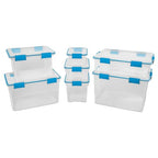 Sterilite 8-Pack Gasket Box, Weather-Resistant Storage Bins with Latching Lids, 54 Quart - Heavy-Duty Organizing Containers for Closet, Bathroom, and Office - size: 54 Quart, style: 8 Pack