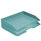 Acrimet 2 Tier Paper Organizer Letter Tray – Plastic Stackable Desk File Organizer, Side Load Paper Sorter for Letter/A4 Office File Folder Holder – Solid Green