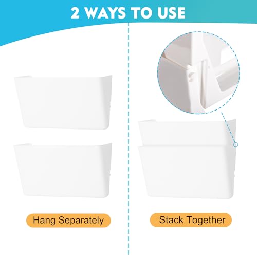 EASEPRES 3 Pack White Plastic Single Pocket Hanging File Organizer, Wall Mount Paper Mails Magazines Holder, Mounted Folder Bins for Office School and Home, 12.99x4.13x7.48 inches - color: White, size: 3 Pack