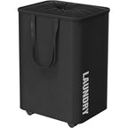 Simple Houseware Large 82L Laundry Basket with Wheels, Collapsible Waterproof Hamper with Handles and Mesh Cover, Black - color: Black